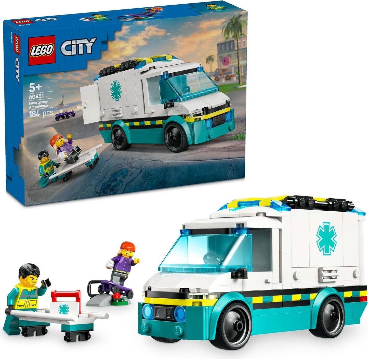 City Acil Yardım Ambulansı 60451 - Model Araç Seven 5 Yaş Üzeri Çocuklar Için Yaratıcı Oyuncak Yapım Seti, Doğum Günü Hediyesi (184 Parça)