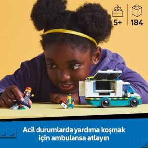 City Acil Yardım Ambulansı 60451 - Model Araç Seven 5 Yaş Üzeri Çocuklar Için Yaratıcı Oyuncak Yapım Seti, Doğum Günü Hediyesi (184 Parça)