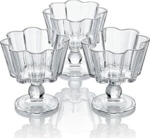 Alya 3'lü Cam Dondurmalık ve Çerezlik Seti - Modern Tasarımlı Şeffaf Dondurmalık Set, Sosluk ve Dondurma Sunum Kasesi (12X11 Cm)