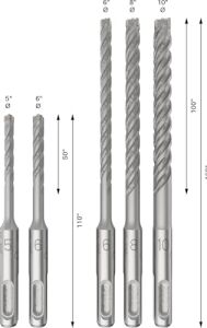 Professional Accessories Sds Plus-5 X: Set 5 Uds: 5, 6, 6, 8, 10 (5)