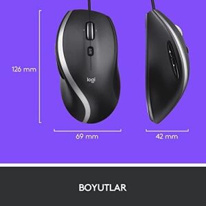 M500S Gelişmiş USB Kablolu Mouse, 4000 Dpı, Yüksek Hızlı Hassas Kaydırma, 7 Özelleştirilebilir Tuş, Sağ Elle Kullanıma Uygun, Siyah