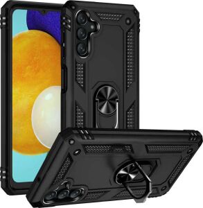 Galaxy A04S ile Uyumlu Kapak Military Yüzüklü Stantlı Panzer Tank Kılıf - Siyah