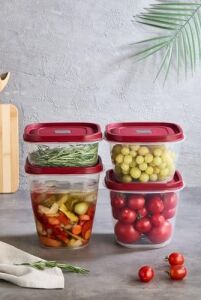 Modern 4 ' Lü Kare Vakumlu Saklama Kabı - Özel Vakum Kapağı - Kırmızı - 1000ML 1500ML -2000ML -2500ML