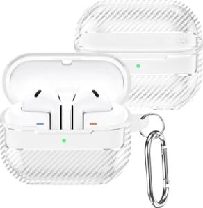 Galaxy Buds3 / Galaxy Buds3 Pro ve Galaxy Buds 3 Fe Uyumlu Karbon Fiber Hybrid Polymer Technology Kulaklık Kılıfı (Şeffaf)