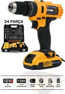 Darbeli Kablosuz Matkap 21 Watt 20 Volt Anahtarlı Mandren 2 Akü Hız Ayarlı Çantalı