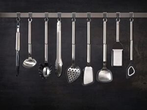 Silikon Spagetti Açacağı, Yüksek Kaliteli Spagetti Kaşığı, Yuvarlak Saplı ve Silikon Kaplamalı, Paslanmaz Çelik 18/10, Bulaşık Makinesinde Yıkanabilir