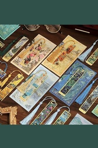 Kolbi Craft,irisler Van Gogh Püsküllü Altın Renk Metal Kitap Ayracı Hediyelik Sanatsal