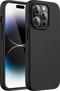 & Aksesuar iPhone 14 Pro Max ile Uyumlu Içi Kadife Dışı Mat Yapıya Sahip Koruma Sağlayan Lansman Silikon Kılıf (Siyah)