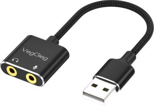 USB Ses Kartı 3.5mm Kulaklık ve Mikrofon Girişli Siyah