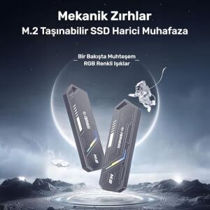 Raxius DK03 Usb-A/type-C Kablolu Rgb 22X80 M.2 Nvme Taşınabilir Harici SSD (Boş Kutu)