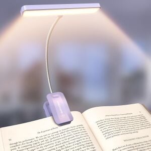 Glocusent 26 LED Okuma Lambası, Kitap Işığı, 5 Renk ve 5 Parlaklık Modu, Göz Koruması, Kademesiz Karartma, Geniş Lamba Alanı, Uzun Ömürlü, 90 Saat, 360° Esnek, Kitap Severler Için Mükemmel, Mor