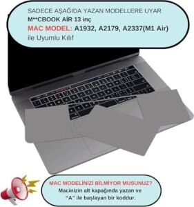 MacBook Air M1 13 Inç Palm Koruyucu ve Trackpad Koruyucu Uyumlu A2337 A2179 A1932 Retina Çizilme ve Aşınma Koruma Seti Gri