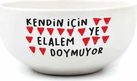 Kendin Için Ye Elalem Doymuyor Krem Seramik Kase - Hediye Seramik Kase
