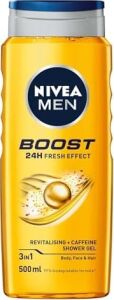 Men Boost Duş Jeli 500 Ml, 3'ü 1 Arada Komple Bakım, Vücut, Saç ve Yüz Için, Kafein ile Canlandırıcı Bakım