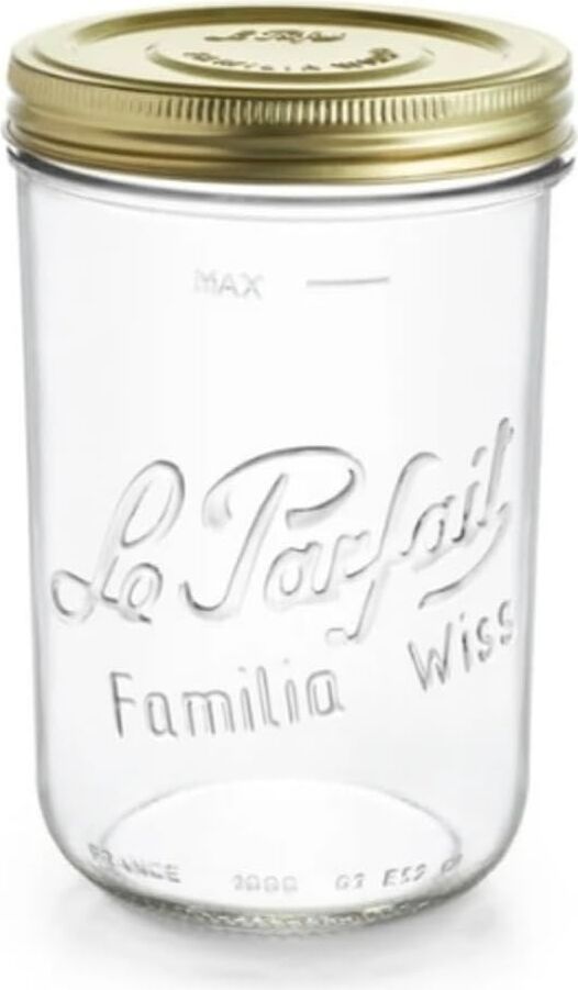 Le Parfait Familia Wiss 1000 ml / 1 L Cam Saklama ve Konserve Kavanozu, Kahve ve Kuru Gıda Için, Çift Kapaklı Vakumlu Kapatma Sistemi