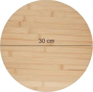Bambu Dönerli Sunum Tahtası, 360 Derece Dönebilen Yuvarlak Pizza ve Kahvaltı Sunum Tepsisi (30 Cm)