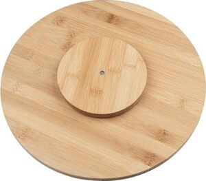 Bambu Dönerli Sunum Tahtası, 360 Derece Dönebilen Yuvarlak Pizza ve Kahvaltı Sunum Tepsisi (30 Cm)