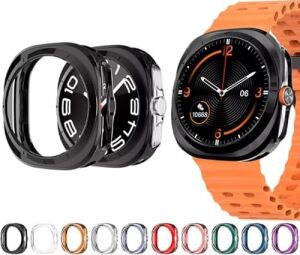 Galaxy Watch Ultra ile Uyumlu Silikon Kasa Ekran Koruyucu Önü Açık Çerceve Pc Kasa Koruma Silikon Çerçeve (Şeffaf, Galaxy Watch Ultra)