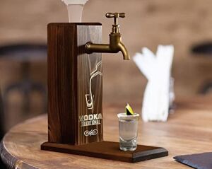 Bk Özel Vodka Baskılı Musluklu Doğal Ahşap Içki Standı, Içki Çeşmesi, Doğum Günü Hediyesi, Ev Hediyesi, Içecek Dispenseri