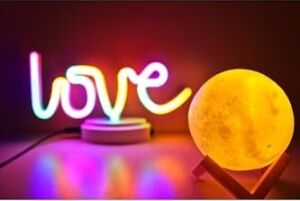 Işık KASABASI(104) Love Neon ve Küre Gece Lambası, 3d,yazılı Konsept Renkli