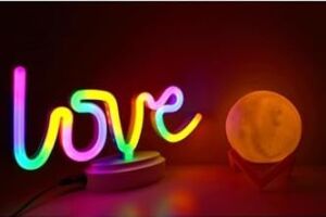 Işık KASABASI(104) Love Neon ve Küre Gece Lambası, 3d,yazılı Konsept Renkli