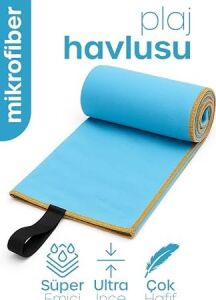 Unisex Mikrofiber Plaj Havlusu 80X130 cm Yumuşak Dokulu Deniz Banyo Sporcu Havlusu Large Boy (Turkuaz)