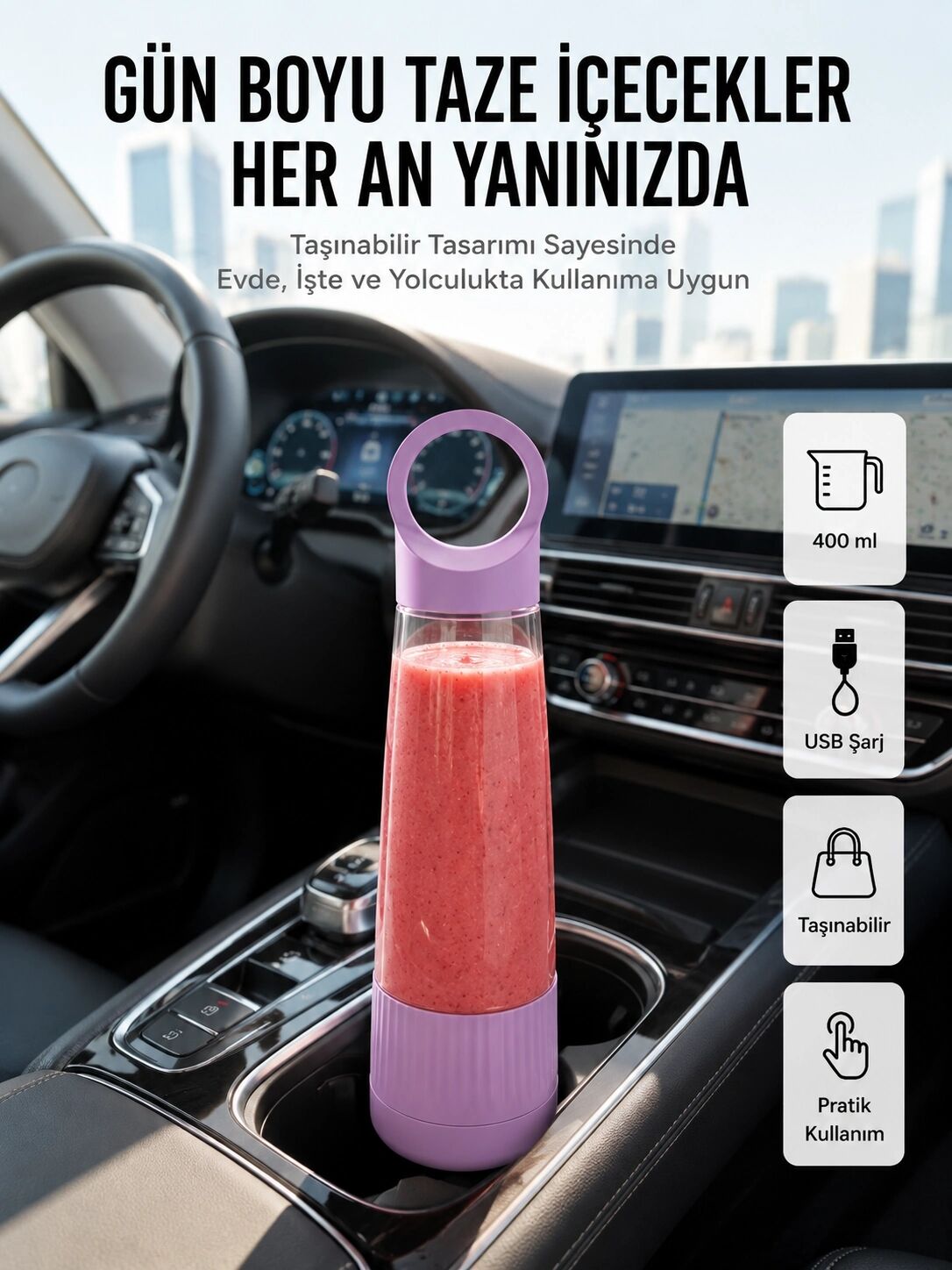 Sağlıklı Yaşam Için 400 ml Taşınabilir Blender
