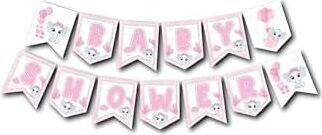 Zikzak Banner Baby Shower Pembe Fil