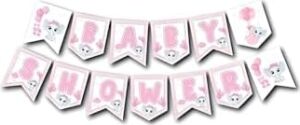 Zikzak Banner Baby Shower Pembe Fil