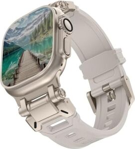 Watch 45MM 44MM 42MM 49MM Uyumlu Kordon Hiron Premium Metal Aparatlı Kopma Karşıtı Kordon Spor Rahatsız Etmeyen Apple Watch Ultra 2/1 9 8 Se 7 6 5 4 3 2 1 Serisi Uyumlu Kordon