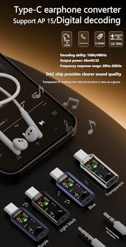 Type C To 3.5mm Dac Kulaklık Dönüştürücü iPhone 15 ve Type C Telefon ile Uyumlu Çevirici Otgax