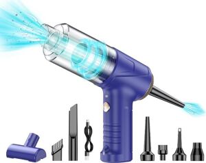 Araba Süpürgesi Dahili Işıklı Taşınabilir Kablosuz, Şarj Edilebilir Süpürge, 18000 Pa Yüksek Güçlü Fırçasız Motor, 4000MAH, Ev, Ofis, Bilgisayar Için Çoklu Başlıklı LT-145 Lacivert