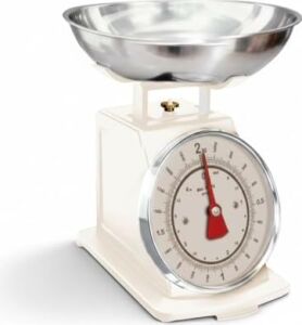 Tasarım Analog Mutfak Terazisi - 2 kg Kapasiteli Mekanik Gıda Tartısı - Çıkarılabilir Gümüş Kaseli ve Ibreli Vintage Mutfak Tartısı