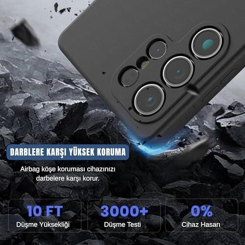 Ehr.  Galaxy S25 Ultra ile Uyumlu Lansman Kılıf, Içi Kadife Silikon, Kamera Çıkıntılı Koruyucu, Leke Tutmaz ve Darbe Emici Şık Kapak (Siyah,  Galaxy S25 Ultra)