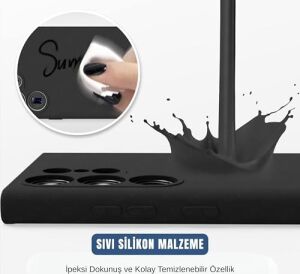 Ehr.  Galaxy S25 Ultra ile Uyumlu Lansman Kılıf, Içi Kadife Silikon, Kamera Çıkıntılı Koruyucu, Leke Tutmaz ve Darbe Emici Şık Kapak (Siyah,  Galaxy S25 Ultra)