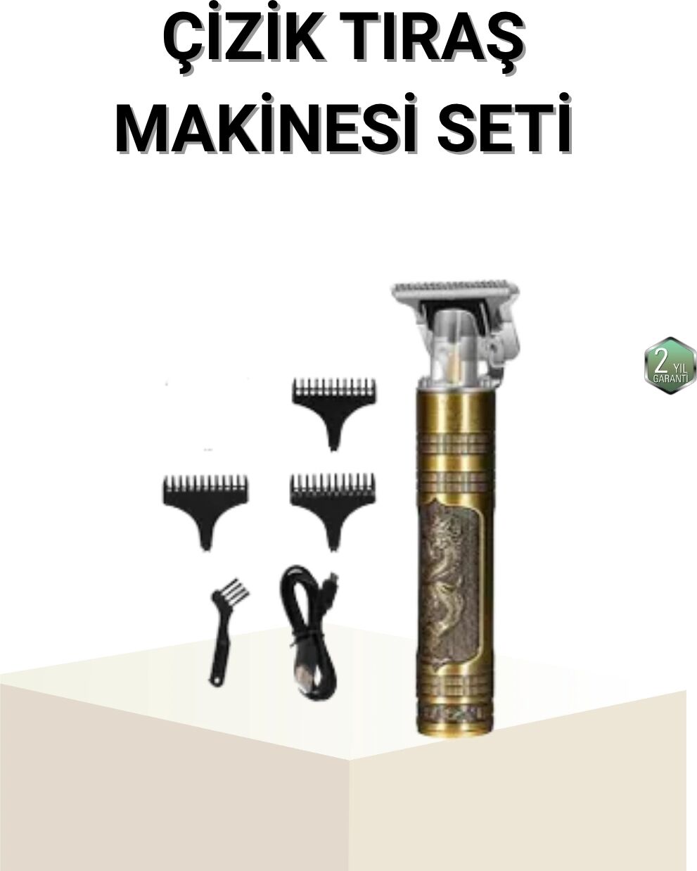 T Bıçaklı Profesyonel Çizik Tıraş Makinesi Seti – 120 Dakika Kullanım, Şarjlı & Kablolu