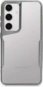 & Aksesuar  S24 ile Uyumlu Arkası Şeffaf Silikon - Yükseltilmiş Lens Çerçeveli Airprotect Tasarımlı Darbe Emici Kılıf (Gümüş)