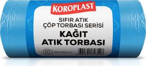 Kağıt Atıklar Çöp Torbası 10'lu 80×110 Cm, Yırtılmaz, Geniş Kapasite, Çift Katlı, Geri Dönüştürülebilir Kağıt Atıklar Çöp Poşeti, Kırtasiye, Matbaa, Ofis, Ev, Okul, Fabrika, Şantiye, Otel