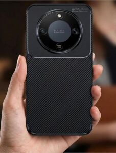 - Honor ile Uyumlu Magic 8 Lite Kılıf Kamera Korumalı Çıkıntılı Karbon Desenli Renk Atmaz Koruyucu Negro Kapak - Siyah