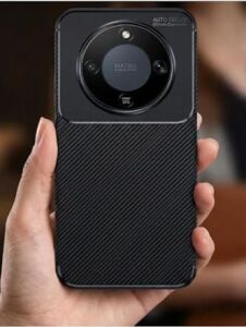 - Honor ile Uyumlu Magic 8 Lite Kılıf Kamera Korumalı Çıkıntılı Karbon Desenli Renk Atmaz Koruyucu Negro Kapak - Siyah