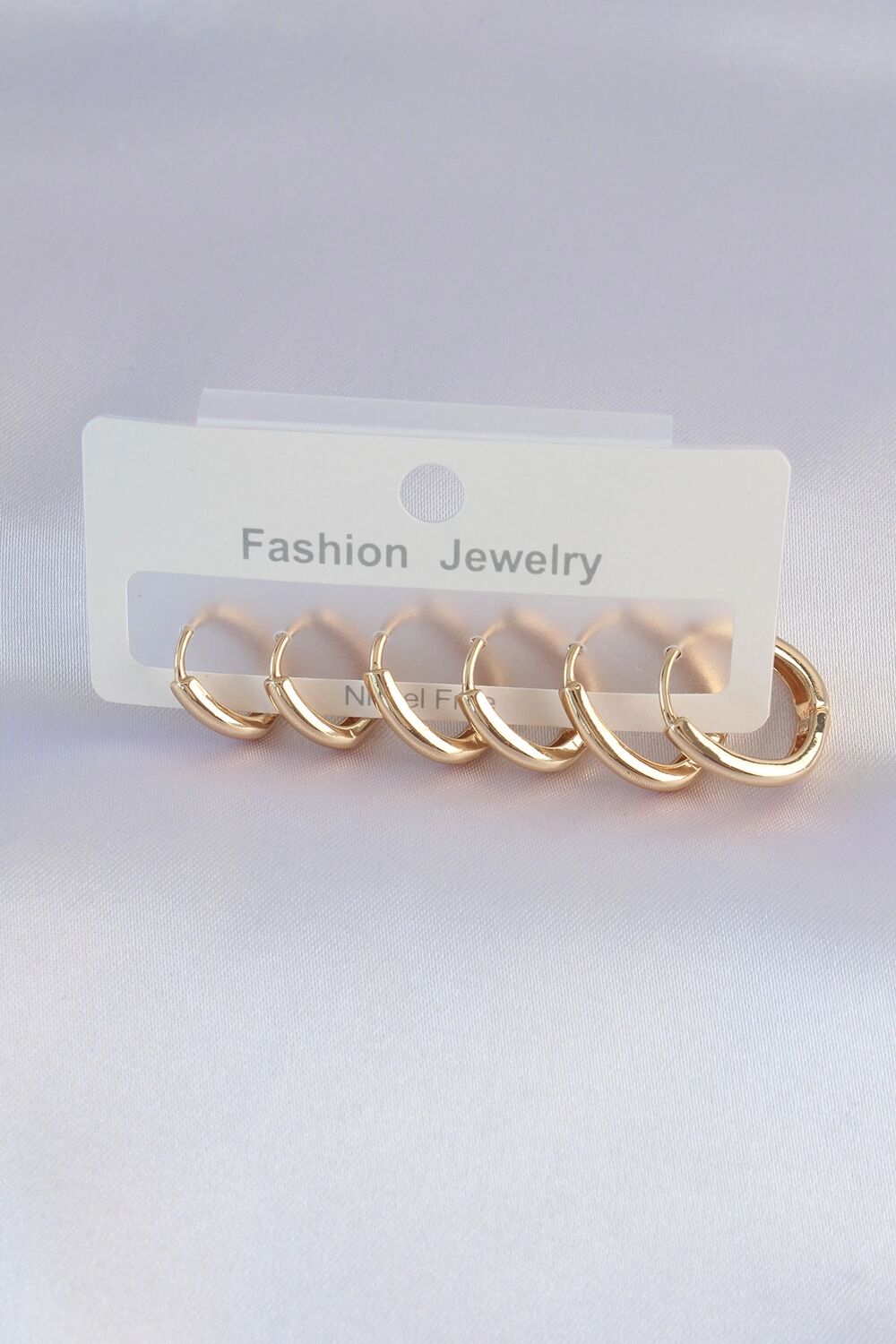 Pirinç Gold Renk Oval Küpe Seti