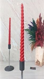 (4 Adet 27.5cm) Balmumu Mum Konik Burgulu Balmumu Şamdan Mumu Doğal Petek Balmumu Mum Dekoratif Kırılmaz Akmaz Mum Bal Mumu Beeswax Candle (Kırmızı)