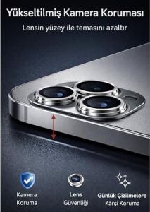 iPhone 17 Air ile Uyumlu Kamera Lens Koruyucu Cam, Hd Şeffaf Temperli Camera Lens Protector, Çizilmeye Dayanıklı Lens Cover, Metal Görünüm Çerçeveli Kamera Koruma (Siyah, iPhone 17 Air)