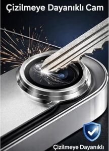 iPhone 17 Air ile Uyumlu Kamera Lens Koruyucu Cam, Hd Şeffaf Temperli Camera Lens Protector, Çizilmeye Dayanıklı Lens Cover, Metal Görünüm Çerçeveli Kamera Koruma (Siyah, iPhone 17 Air)