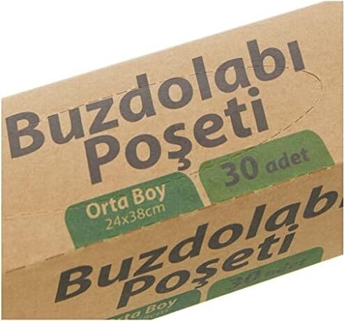 Doğada Çözünür Buzdolabı Poşeti, Orta Boy, 24 x 38 Cm, 30 Yaprak