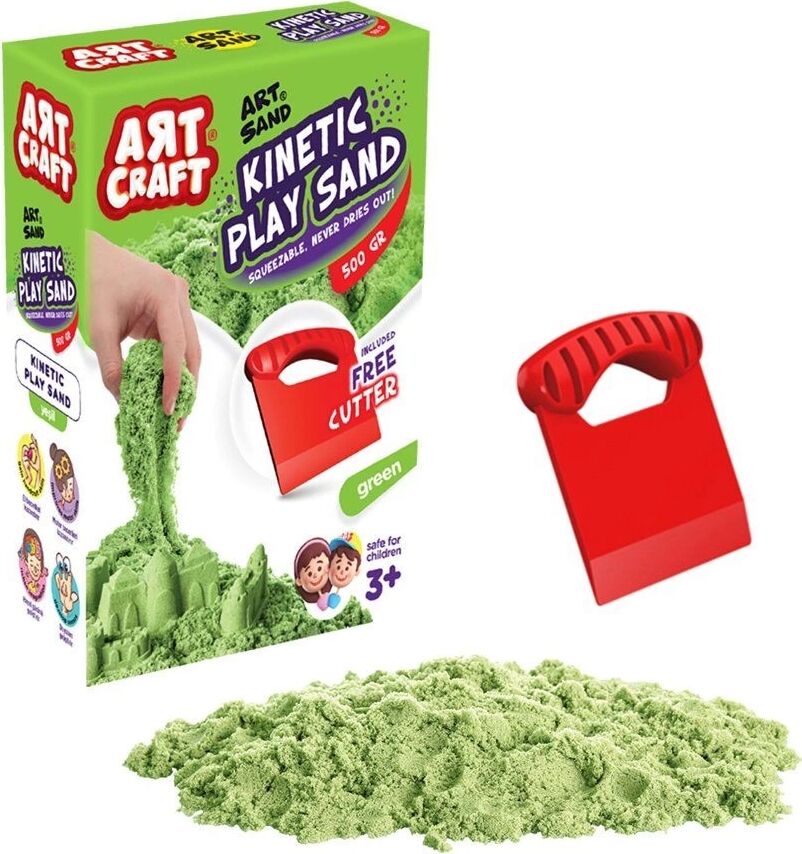 03687 , Aksesuarlı Yeşil Kinetik Oyun Kumu 500 gr