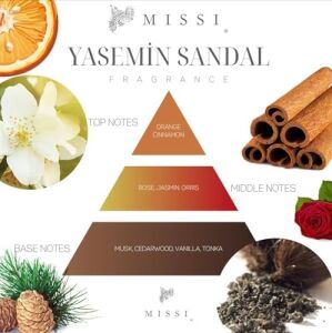 Masif Ahşap Tepsili Kristal Şişe Yasemin Sandal Oda Kokusu ve Kandil Seti