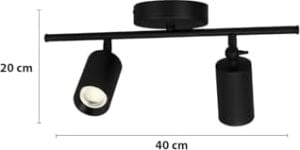 Spoti Modern Tasarım Salon - Mutfak - Banyo Spot Ledli Sıralı Avize (Siyah, 40 Cm, 3000, Kelvin)