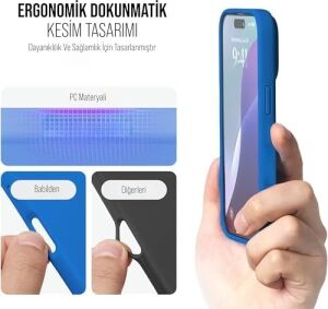 iPhone Kılıf Ince Sıvı Silikon 3 Katmanlı Jel Kauçuk (Açık Mavi (32), iPhone 13 Pro)