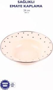 Emaye Black Cupid Çukur Makarna Salata Tabağı 24CM